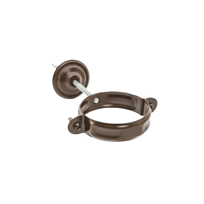 Хомут трубы с комплектом крепления, сталь, d-100 мм, коричневый RAL 8017, Aquasystem
